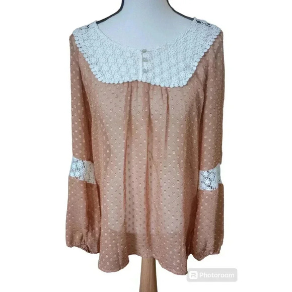 Daniel Rainn Top Bohemian Crochet Sheer Fairycore Festival Cottagecore Sz Medium - Picture 1 of 7